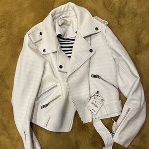 Zara white moto jacket with tags